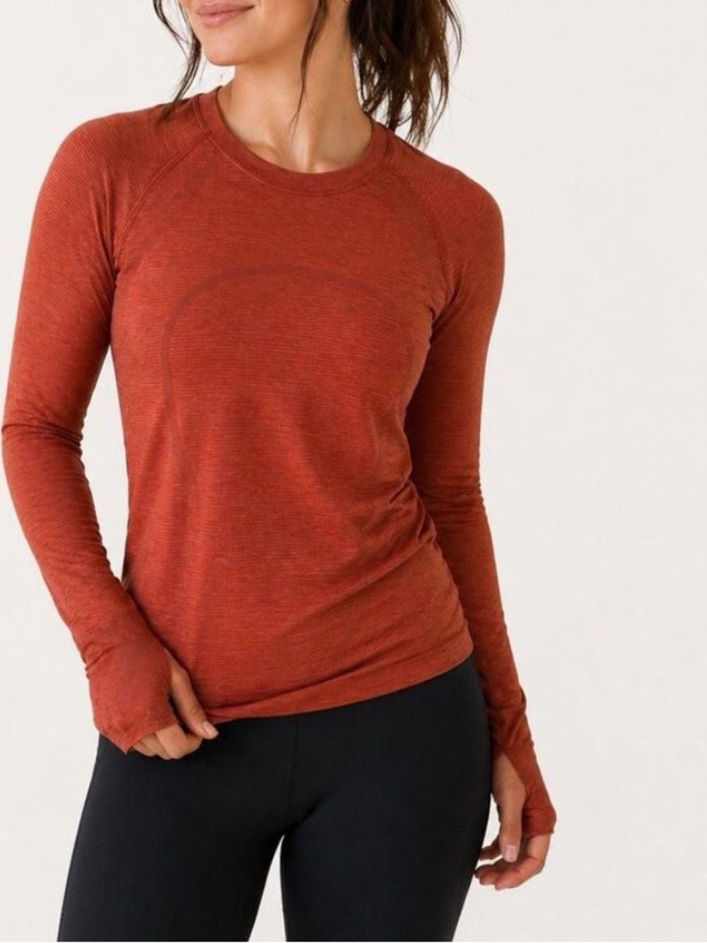 lululemon athletica Swiftly Tech Long Sleeve Crew Neck Top in Rust Orange